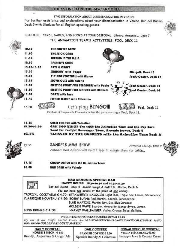 MSC Armonia Daily Programme Katakolon