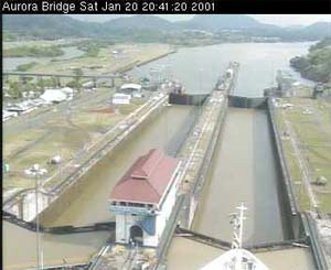 Aurora Passing through Miraflores Lock 20 Jan 2000