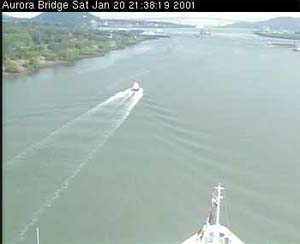 Aurora Passing through Miraflores Lock 20 Jan 2000