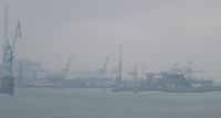Murky Le Havre port in the distance