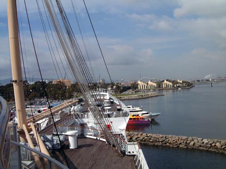 RMS Queen Mary - Starboard, Sun Deck overlooking bow

18 & 19 February 2002