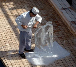 Marcello's Ice Carving - Angel Fish from a 300lb block of ice.