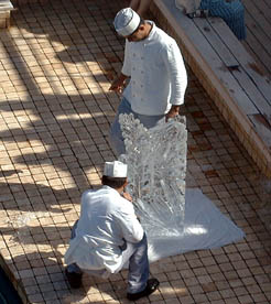 Marcello's Ice Carving - Angel Fish from a 300lb block of ice.