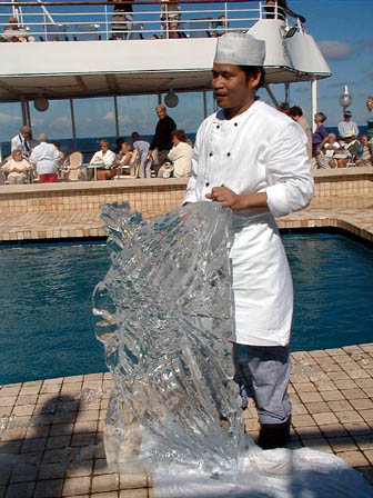 Marcello's Ice Carving - Angel Fish from a 300lb block of ice.