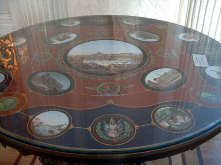 The Small Hermitage - The table top is a mosaic of tiny semi-precious stones. Difficult to photograph due to the glass covering.