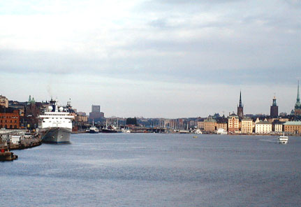 Looking towards the city centre from the stern of the Black Watch