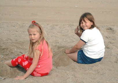 Travem&uuml;nde beach - Beverley with friend Megan