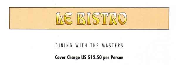 Norwegian Dawn Le Bistro Restaurant Menu