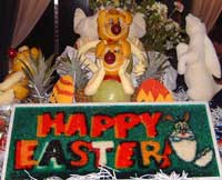 Easter display, animals from fruit