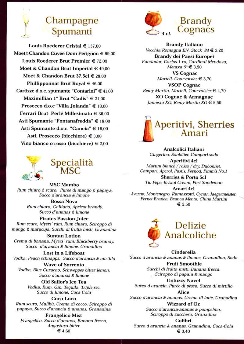 MSC Lirica Bar Tariffs Oct 03 Part 2