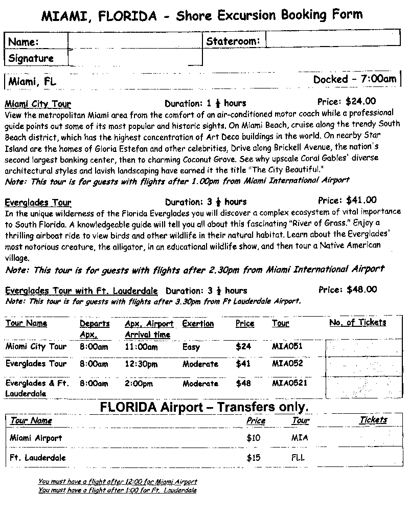 Norwegian Sun tours, week 17 Aug 2002 Eight - Miami
