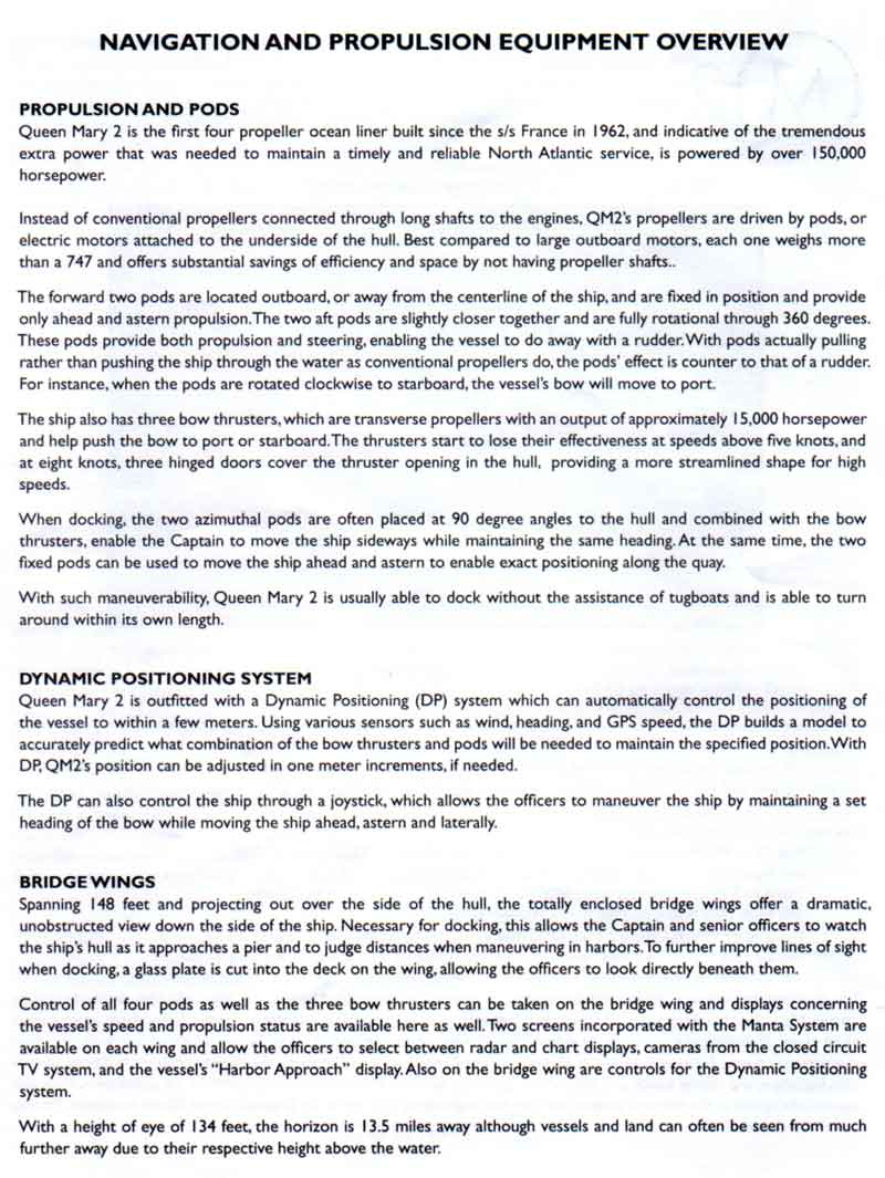 RMS Queen Mary 2 Bridge handout page 2