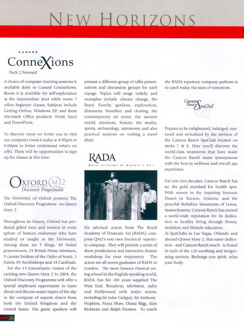 RMS Queen Mary 2 - Daily Programme 16 Apr 2004 page 04