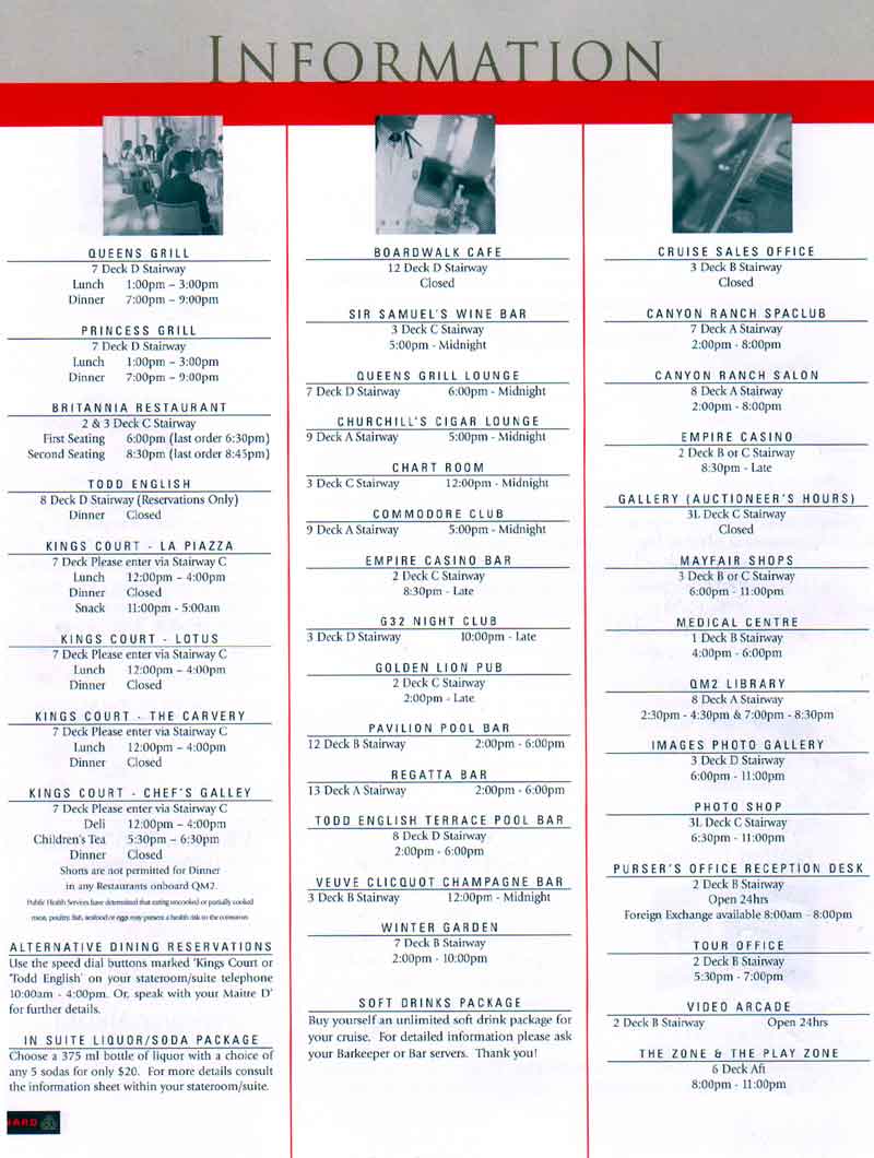 RMS Queen Mary 2 - Daily Programme 16 Apr 2004 page 08